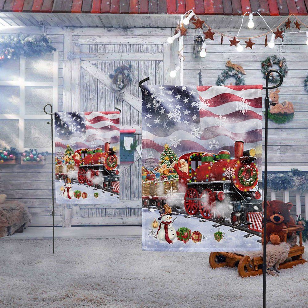 Santa Claus On the Christmas Train American Flag, Christmas Garden Flag, Home Decor Accessories, Christmas Outdoor Decor Ideas