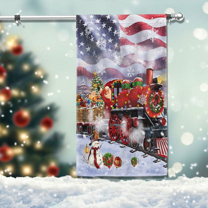 Santa Claus On the Christmas Train American Flag, Christmas Garden Flag, Home Decor Accessories, Christmas Outdoor Decor Ideas