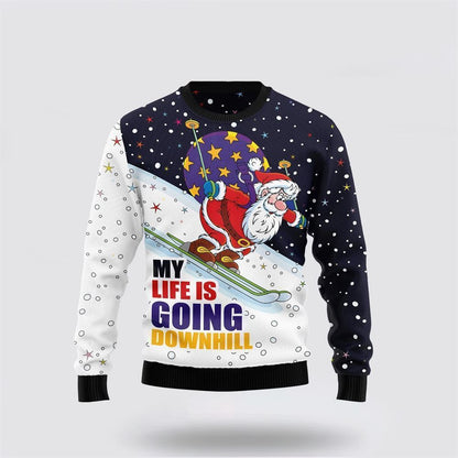 Santa Claus Ski Ugly Christmas Sweater, Best Gift For Holiday, Christmas Crewneck Sweater, Christmas Winter Fashion