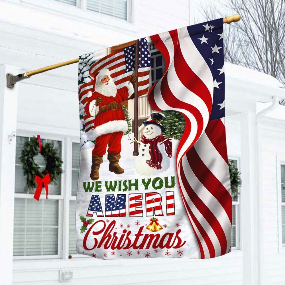 Santa Claus US Flag We Wish You Ameri Christmas Flag, Christmas Garden Flag, Home Decor Accessories, Christmas Outdoor Decor Ideas