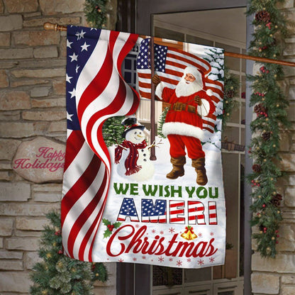 Santa Claus US Flag We Wish You Ameri Christmas Flag, Christmas Garden Flag, Home Decor Accessories, Christmas Outdoor Decor Ideas