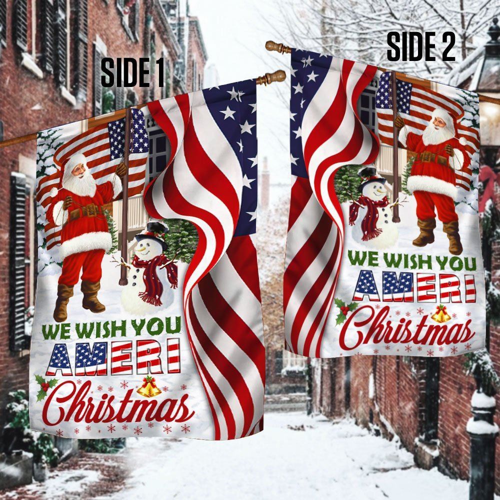 Santa Claus US Flag We Wish You Ameri Christmas Flag, Christmas Garden Flag, Home Decor Accessories, Christmas Outdoor Decor Ideas