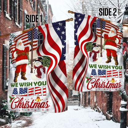 Santa Claus US Flag We Wish You Ameri Christmas Flag, Christmas Garden Flag, Home Decor Accessories, Christmas Outdoor Decor Ideas
