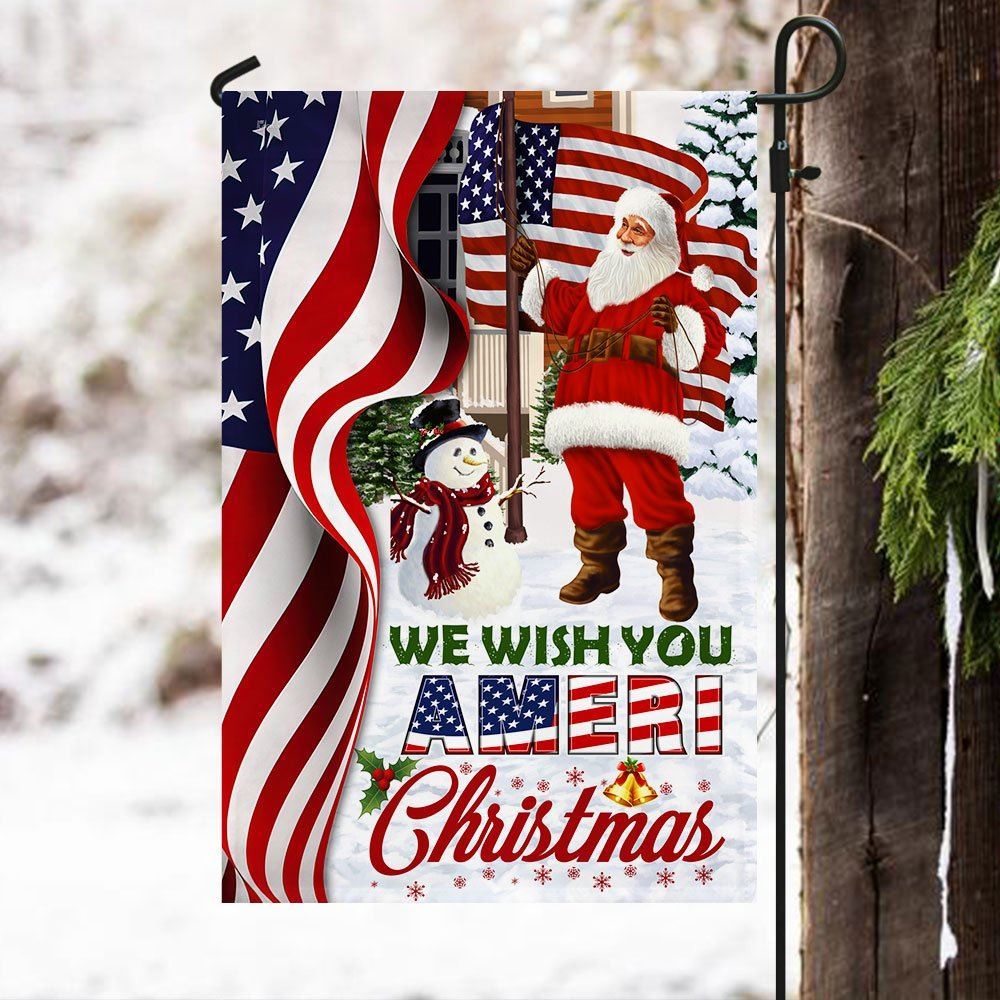 Santa Claus US Flag We Wish You Ameri Christmas Flag, Christmas Garden Flag, Home Decor Accessories, Christmas Outdoor Decor Ideas