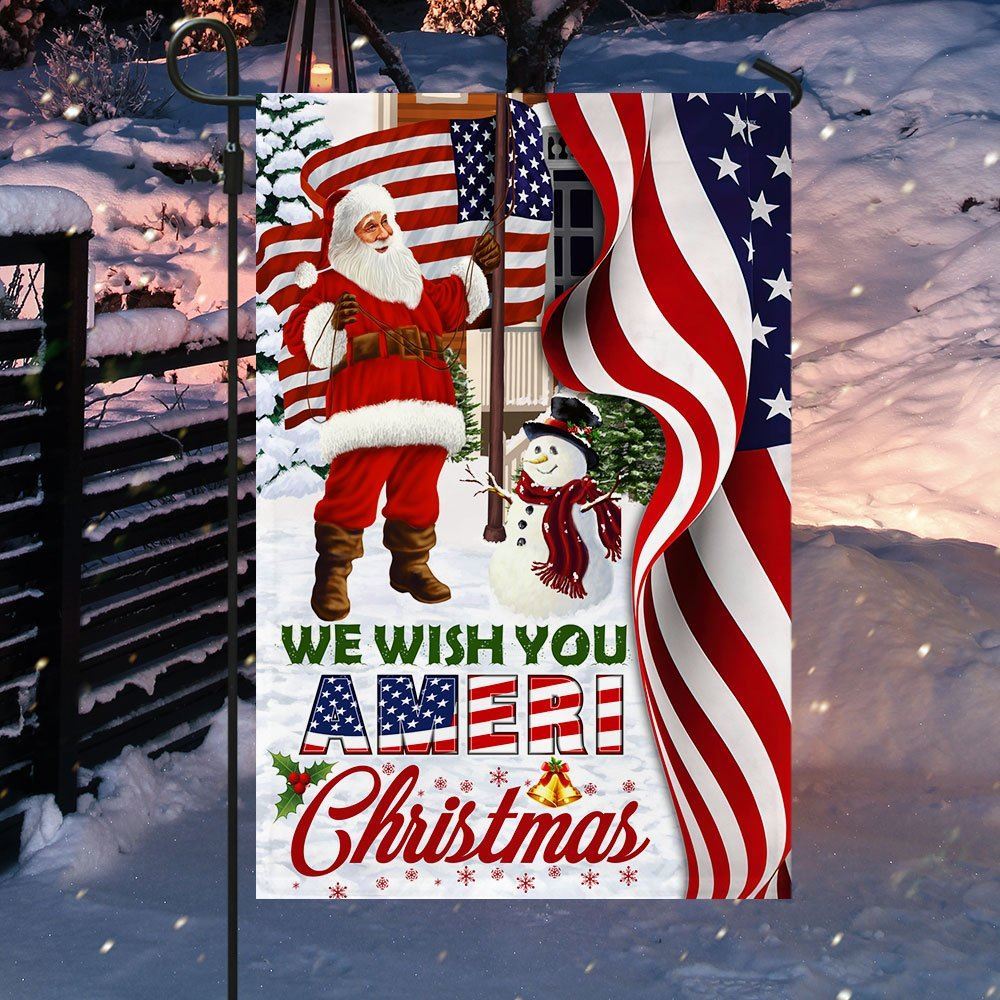 Santa Claus US Flag We Wish You Ameri Christmas Flag, Christmas Garden Flag, Home Decor Accessories, Christmas Outdoor Decor Ideas