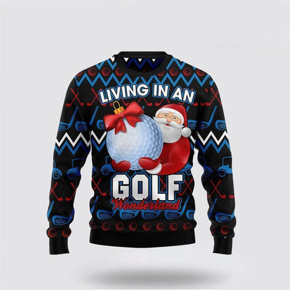 Santa Clause Golf Wonderland Ugly Christmas Sweater, Best Gift For Holiday, Christmas Crewneck Sweater, Christmas Winter Fashion