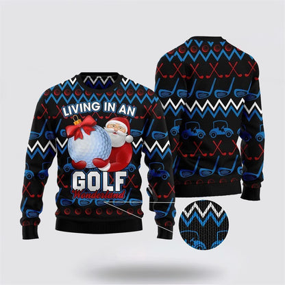 Santa Clause Golf Wonderland Ugly Christmas Sweater, Best Gift For Holiday, Christmas Crewneck Sweater, Christmas Winter Fashion