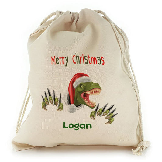 Santa Hat Tearing Dinosaur Christmas Sack, Gift For Chidren, Christmas Bag Gift, Christmas Gift 2023