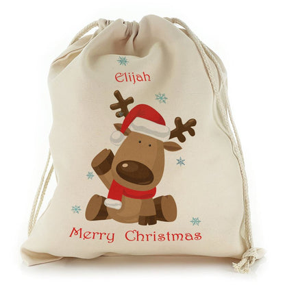 Santa Hat Waving Reindeer Christmas Sack, Gift For Chidren, Christmas Bag Gift, Christmas Gift 2023