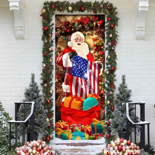 Santa Laughing Door Cover, American Christmas Door Cover, Christmas Door Knob Covers, Christmas Outdoor Decoration
