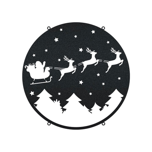 Santa On Sleigh Merry Christmas Neon Lights Metal Wall Art, Christmas Gift, Christmas Home Decor Sign, Christmas Outdoor Metal Sign