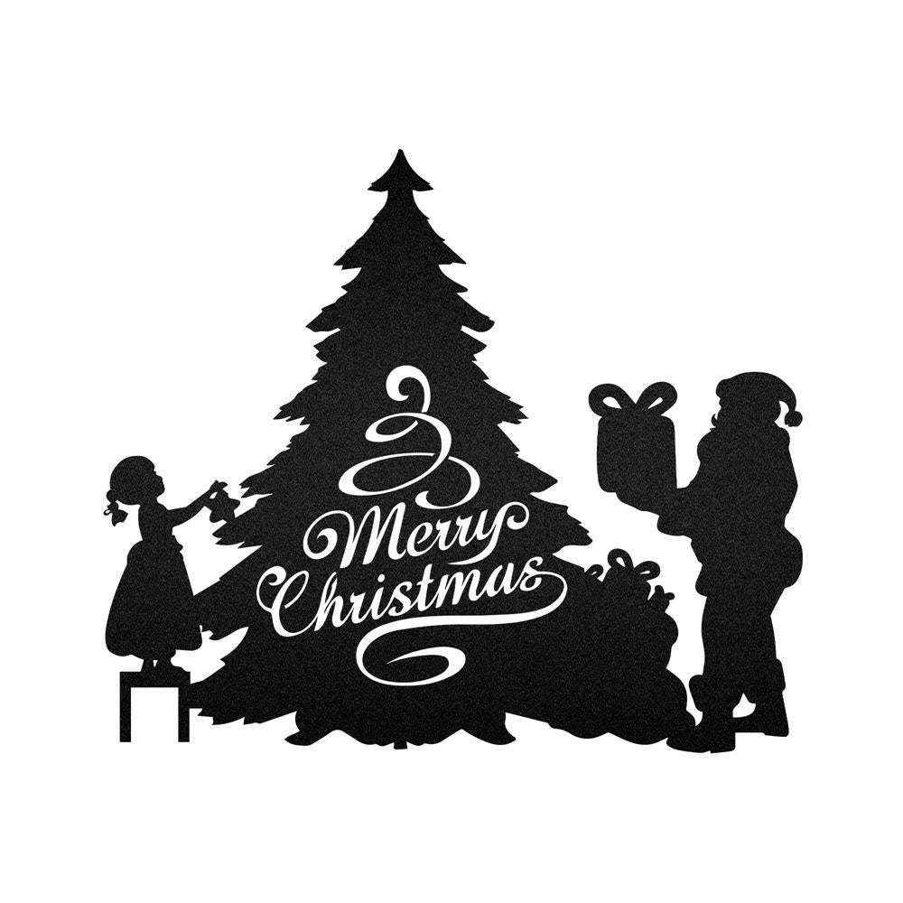 Santa Put Gifts and Girl Decorates Christmas Tree Custom Neon Metal Sign, Christmas Gift, Christmas Home Decor Sign, Christmas Outdoor Metal Sign