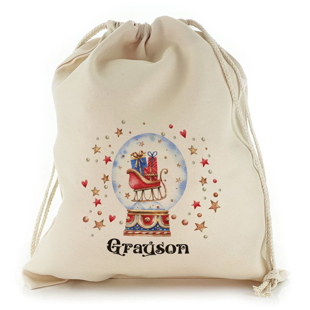 Santa Sleigh Snow Globe Christmas Sack, Gift For Chidren, Christmas Bag Gift, Christmas Gift 2023