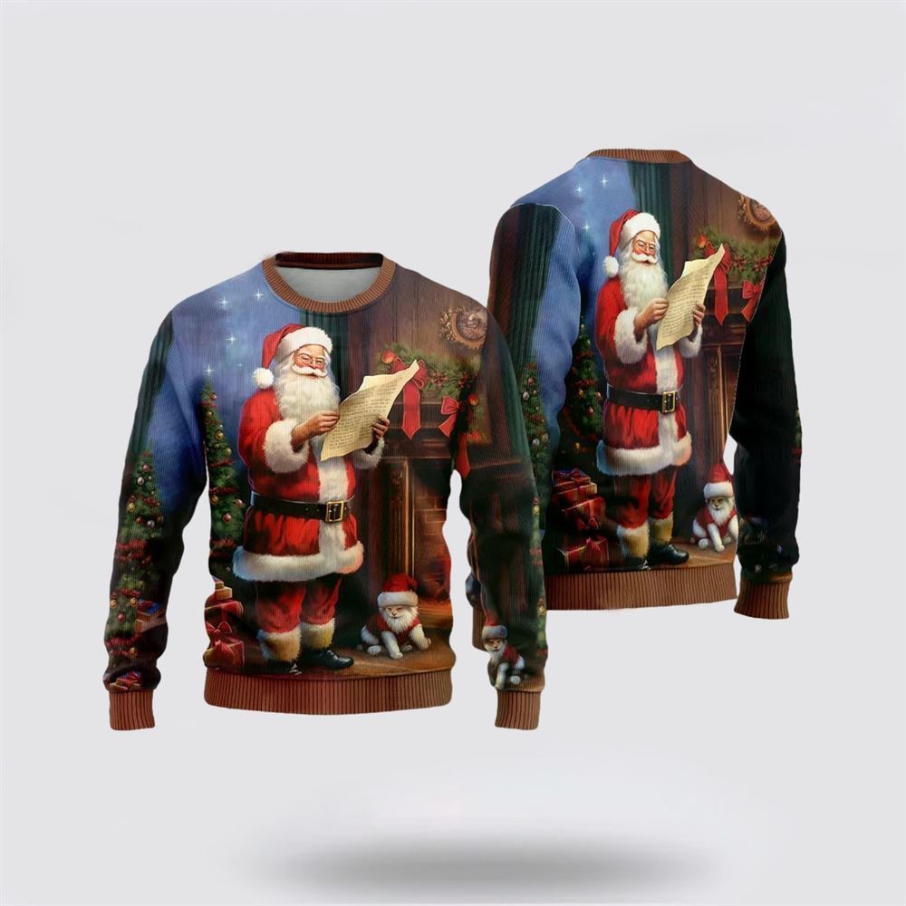 Santa Wishes Lists Ugly Christmas Sweater, Best Gift For Holiday, Christmas Crewneck Sweater, Christmas Winter Fashion