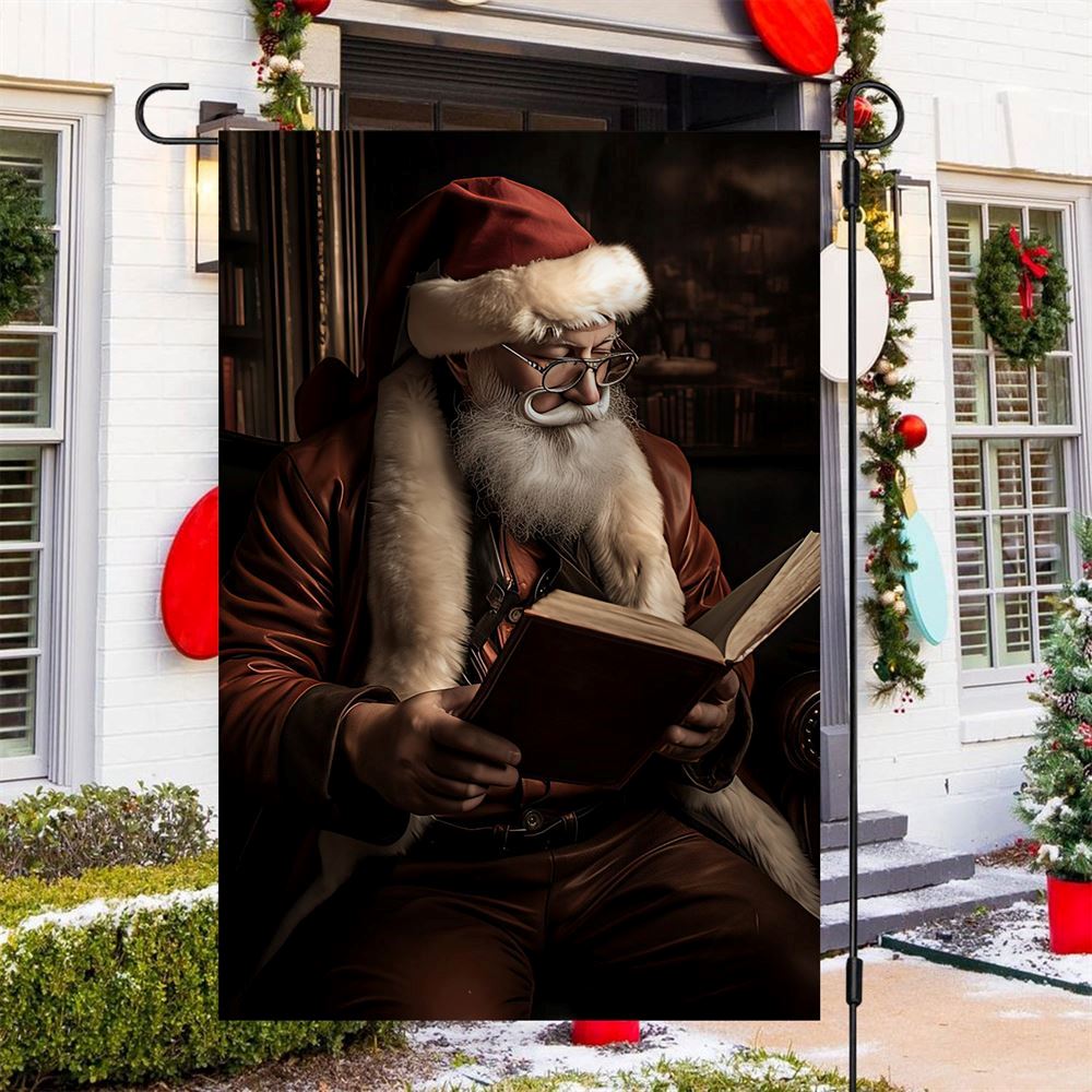Santa's Cozy Reading Hour Flag, Christmas Garden Flag, Home Decor Accessories, Christmas Outdoor Decor Ideas
