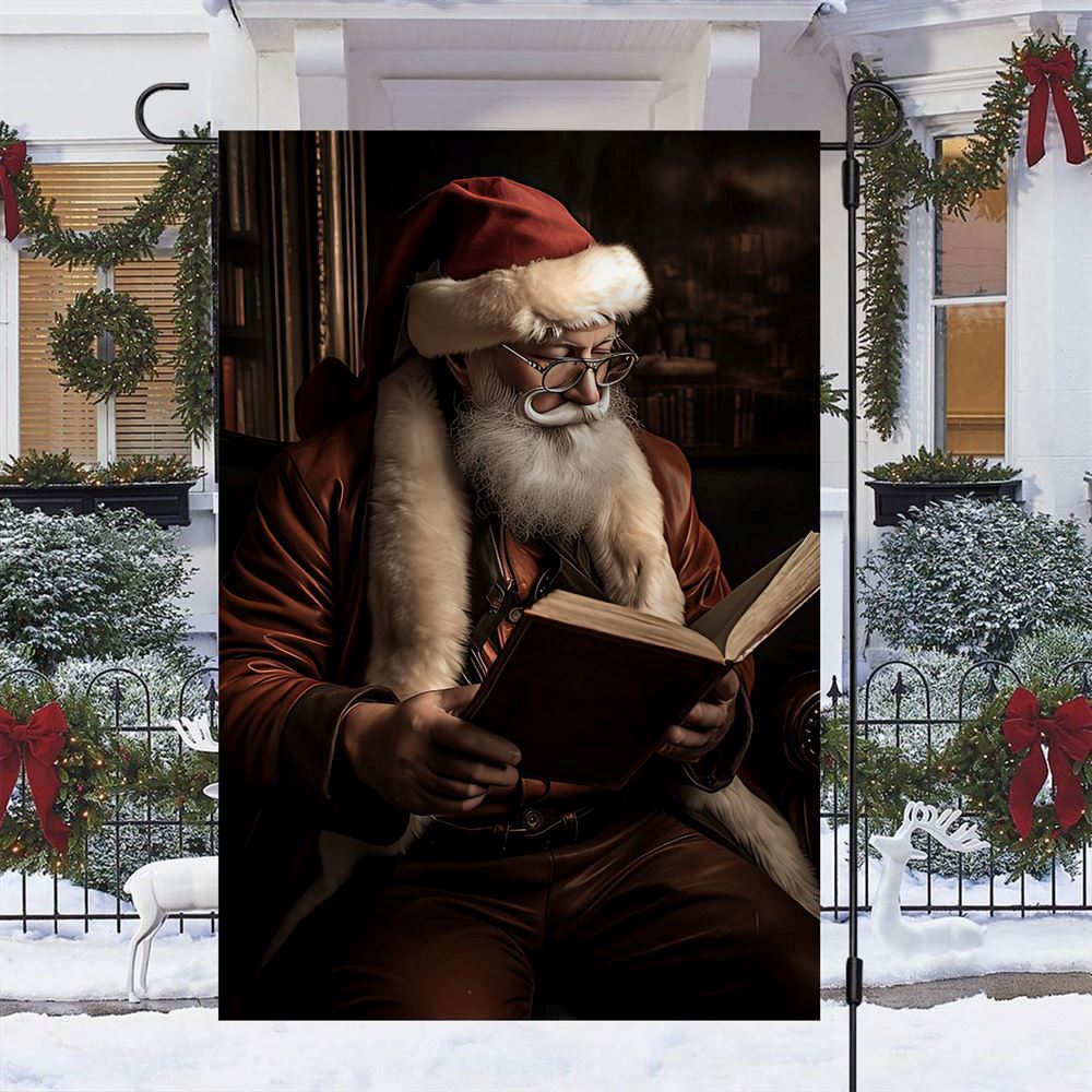 Santa's Cozy Reading Hour Flag, Christmas Garden Flag, Home Decor Accessories, Christmas Outdoor Decor Ideas