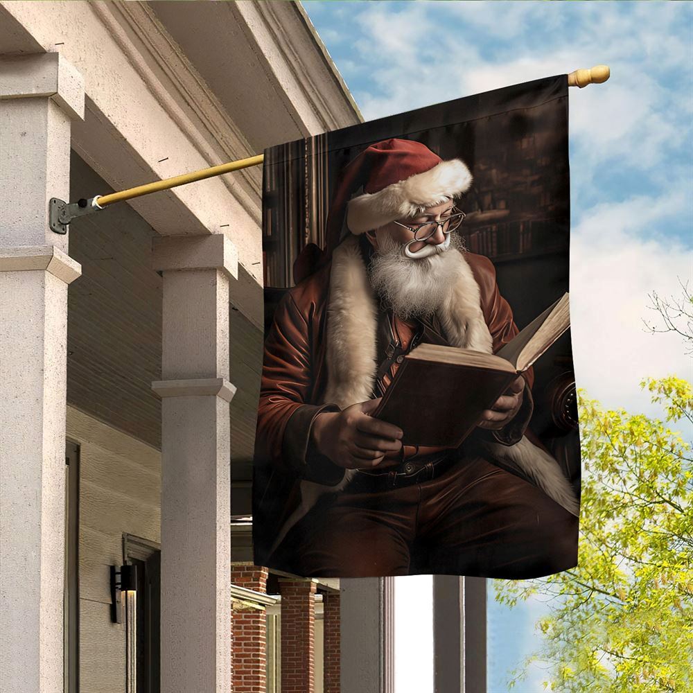 Santa's Cozy Reading Hour Flag, Christmas Garden Flag, Home Decor Accessories, Christmas Outdoor Decor Ideas