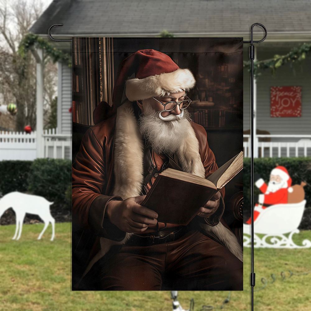 Santa's Cozy Reading Hour Flag, Christmas Garden Flag, Home Decor Accessories, Christmas Outdoor Decor Ideas