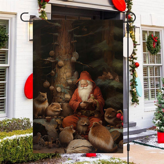 Santa's Forest Friends Flag, Christmas Garden Flag, Home Decor Accessories, Christmas Outdoor Decor Ideas