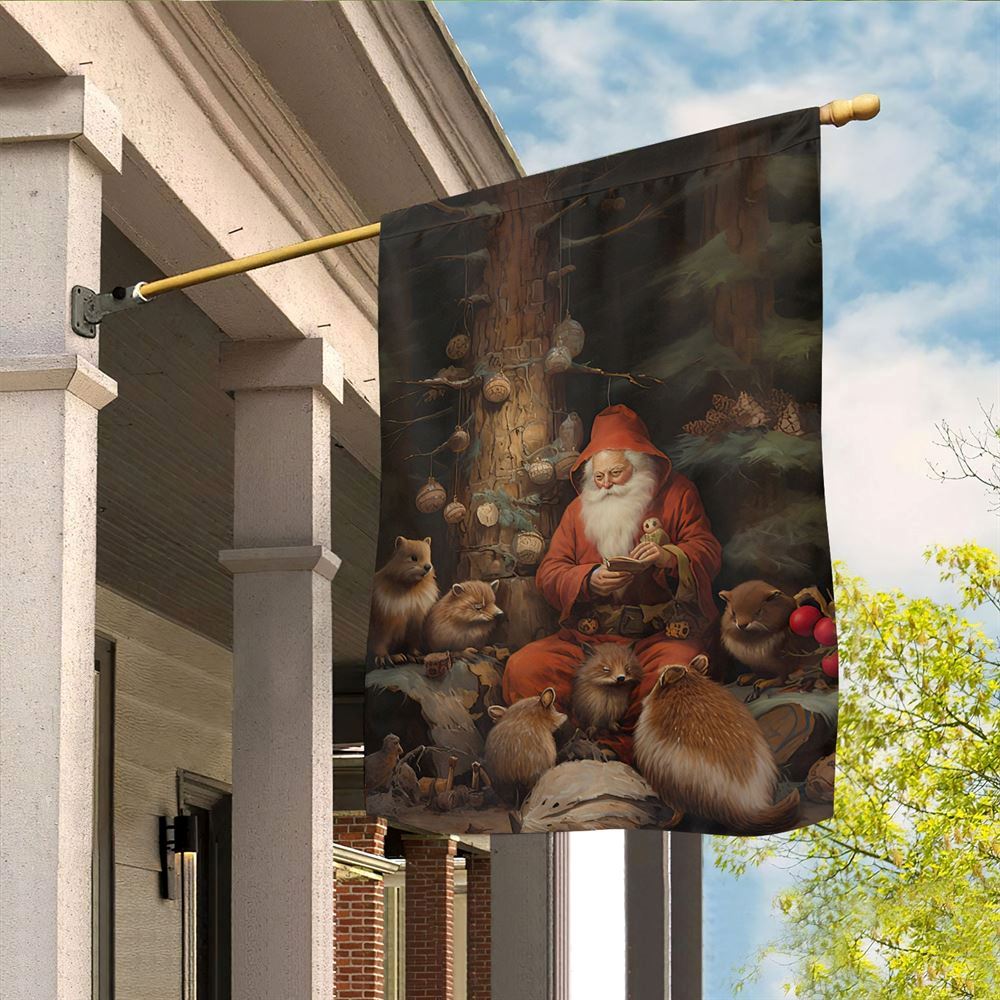 Santa's Forest Friends Flag, Christmas Garden Flag, Home Decor Accessories, Christmas Outdoor Decor Ideas