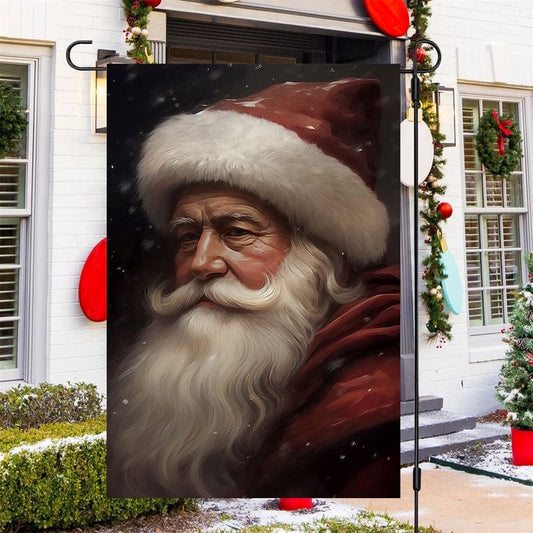 Santa's Gentle Gaze A Winter's Portrait Flag, Christmas Garden Flag, Home Decor Accessories, Christmas Outdoor Decor Ideas