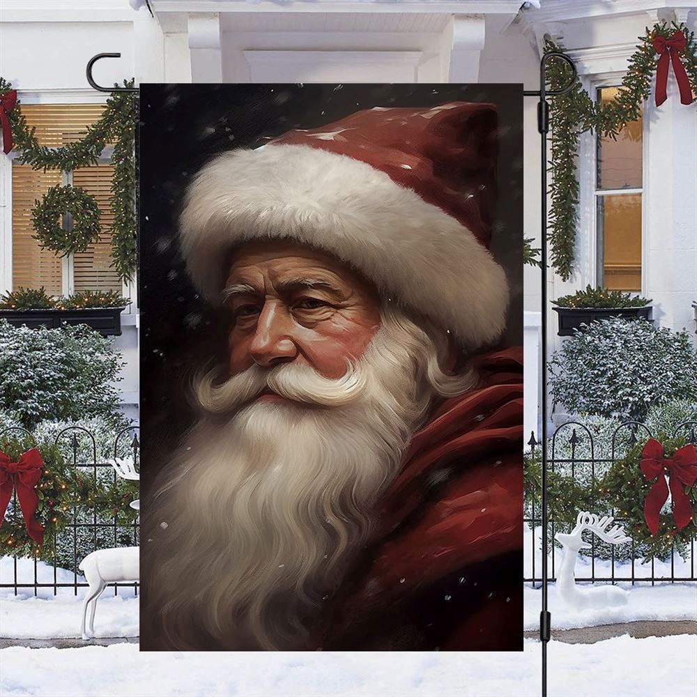 Santa's Gentle Gaze A Winter's Portrait Flag, Christmas Garden Flag, Home Decor Accessories, Christmas Outdoor Decor Ideas