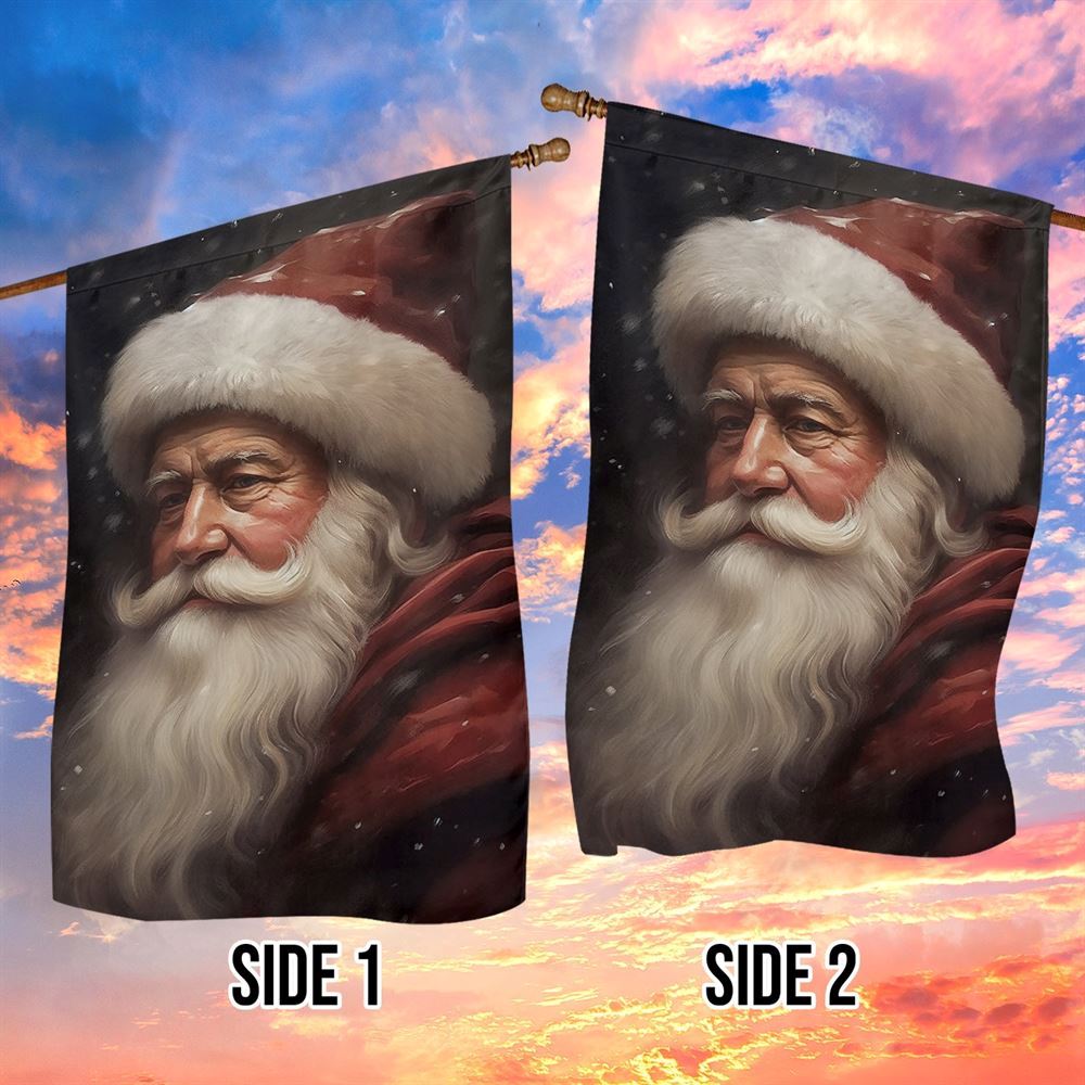 Santa's Gentle Gaze A Winter's Portrait Flag, Christmas Garden Flag, Home Decor Accessories, Christmas Outdoor Decor Ideas