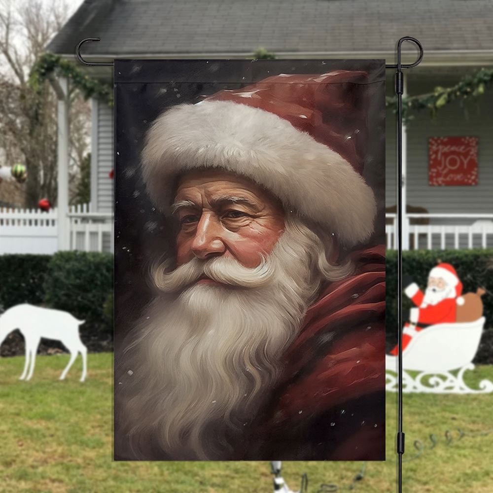 Santa's Gentle Gaze A Winter's Portrait Flag, Christmas Garden Flag, Home Decor Accessories, Christmas Outdoor Decor Ideas