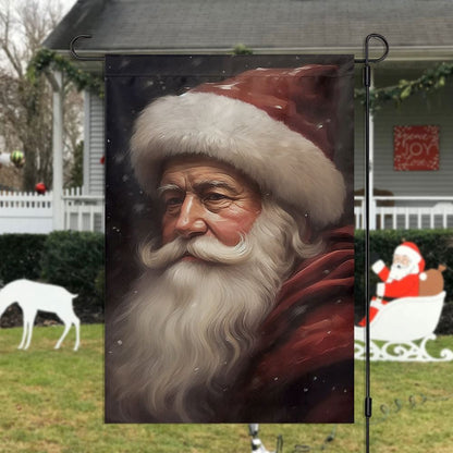 Santa's Gentle Gaze A Winter's Portrait Flag, Christmas Garden Flag, Home Decor Accessories, Christmas Outdoor Decor Ideas