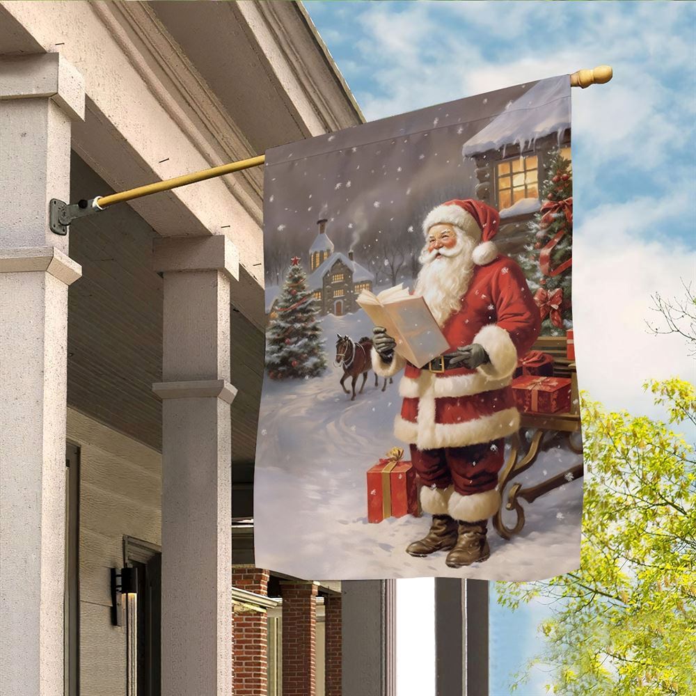 Santa's Snowy Soiree Gifts And Reading Book Flag, Christmas Garden Flag, Home Decor Accessories, Christmas Outdoor Decor Ideas
