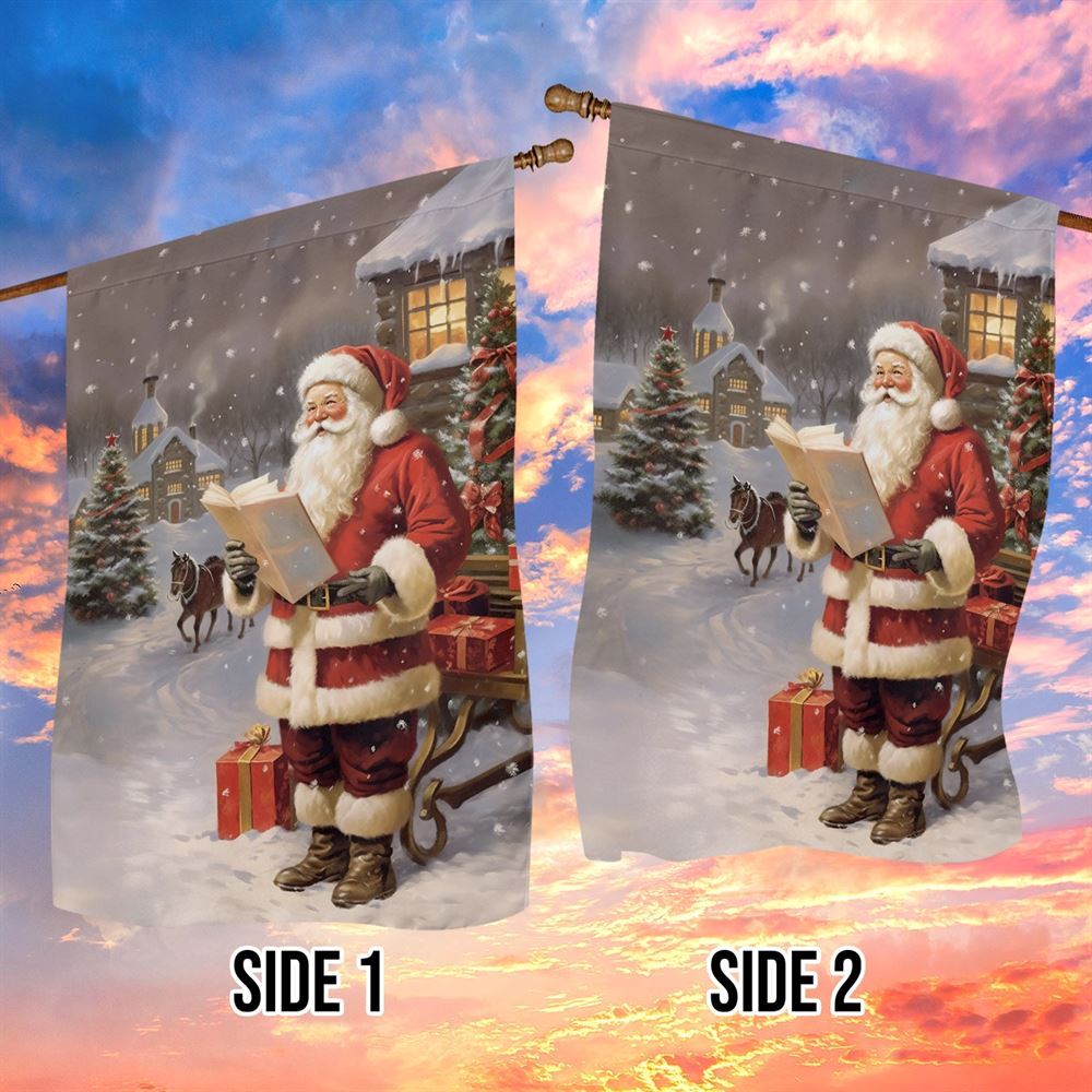 Santa's Snowy Soiree Gifts And Reading Book Flag, Christmas Garden Flag, Home Decor Accessories, Christmas Outdoor Decor Ideas