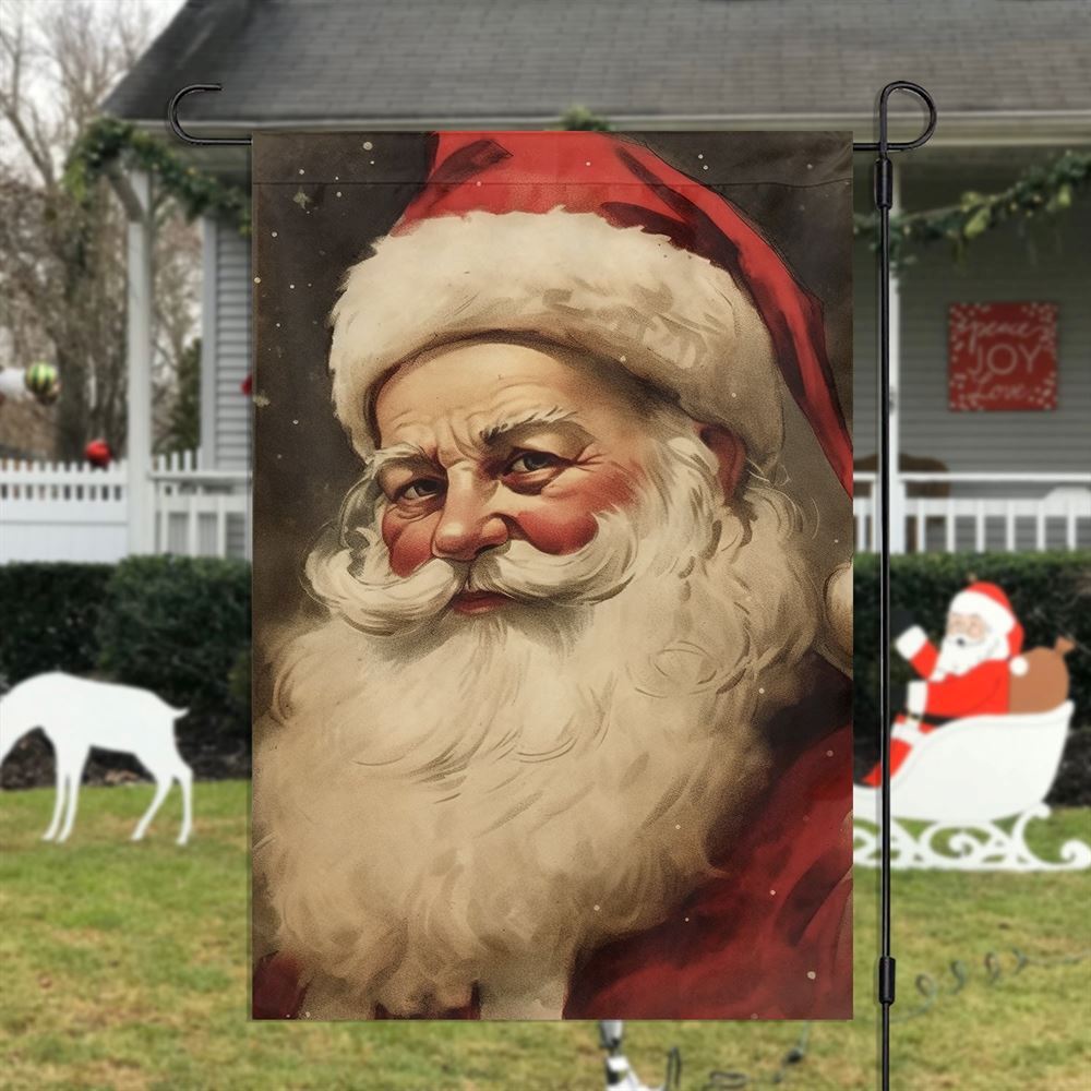 Santa's Thoughtful Gaze, Santa Claus Garden Flag, Christmas Garden Flag, Home Decor Accessories, Christmas Outdoor Decor Ideas
