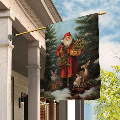 Santa's Woodland Friends Flag, Christmas Garden Flag, Christmas Garden Flag, Home Decor Accessories, Christmas Outdoor Decor Ideas