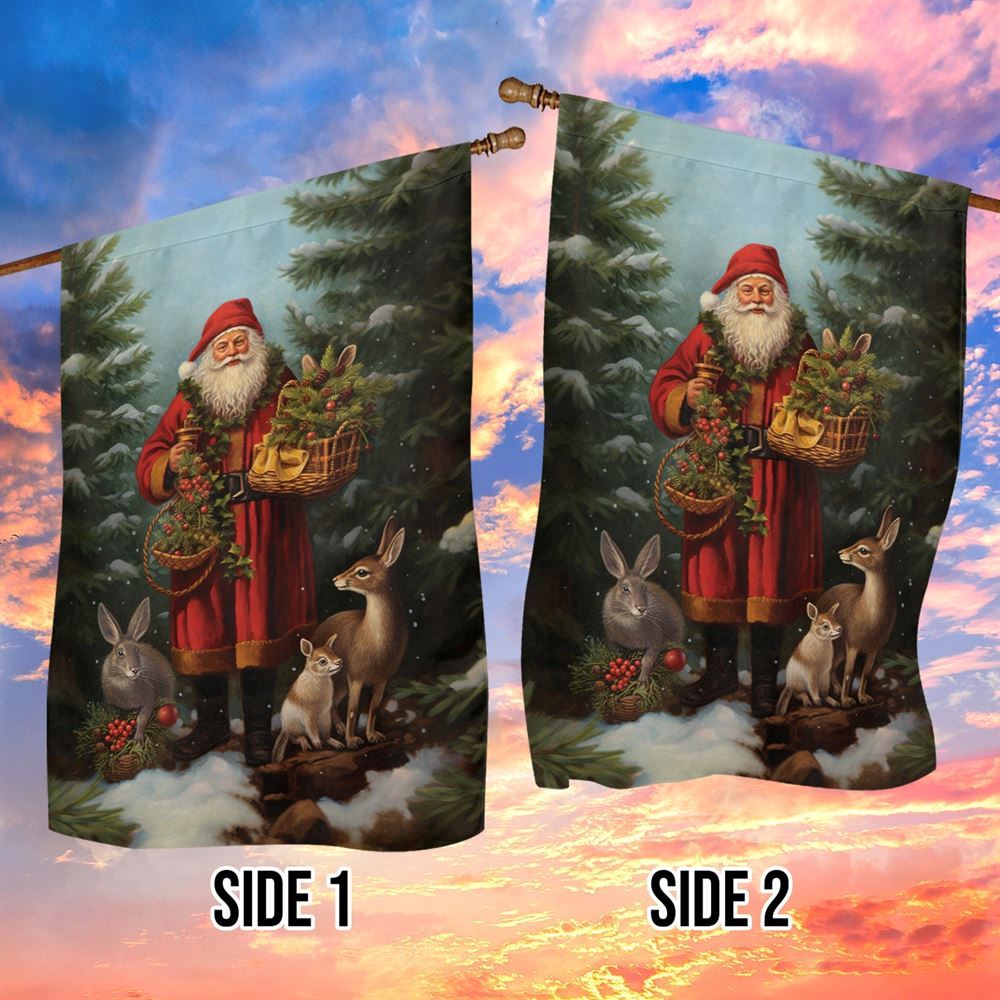 Santa's Woodland Friends Flag, Christmas Garden Flag, Christmas Garden Flag, Home Decor Accessories, Christmas Outdoor Decor Ideas