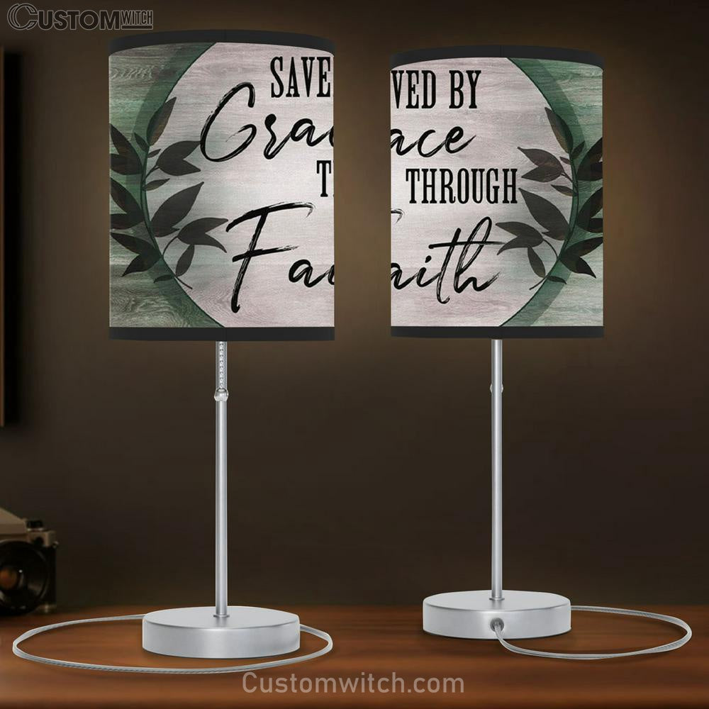 Saved By Grace Through Faith Table Lamb - Christian Lamb Gift - Christian Bedroom Decor