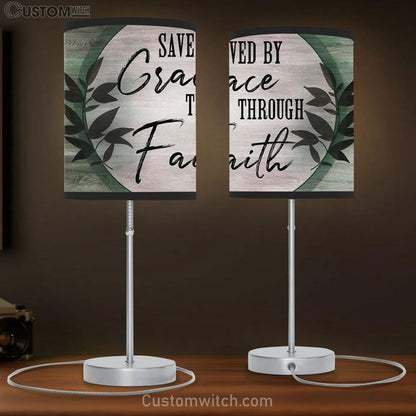 Saved By Grace Through Faith Table Lamb - Christian Lamb Gift - Christian Bedroom Decor