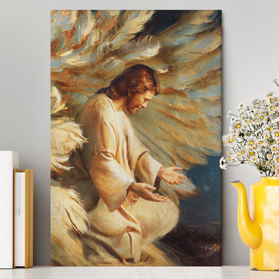 Saving Jesus Wings Feathers Canvas Prints - Jesus Christ Canvas Art - Christian Wall Decor