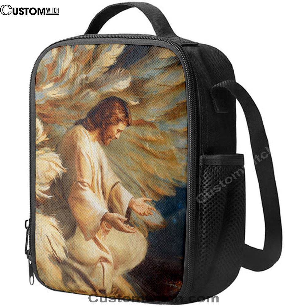 Saving Jesus Wings Feathers Lunch Bags, Bible Verse Lunch Bag For Men And Women