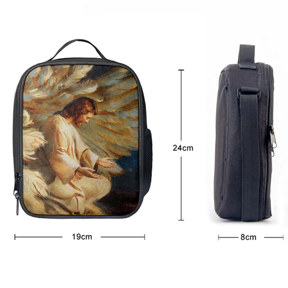 Saving Jesus Wings Feathers Lunch Bags, Bible Verse Lunch Bag For Men And Women