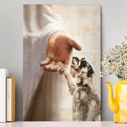 Schnauzer Dog Jesus Take My Hand Canvas Wall Decor - Christian Wall Art - Gift For Dog Lover