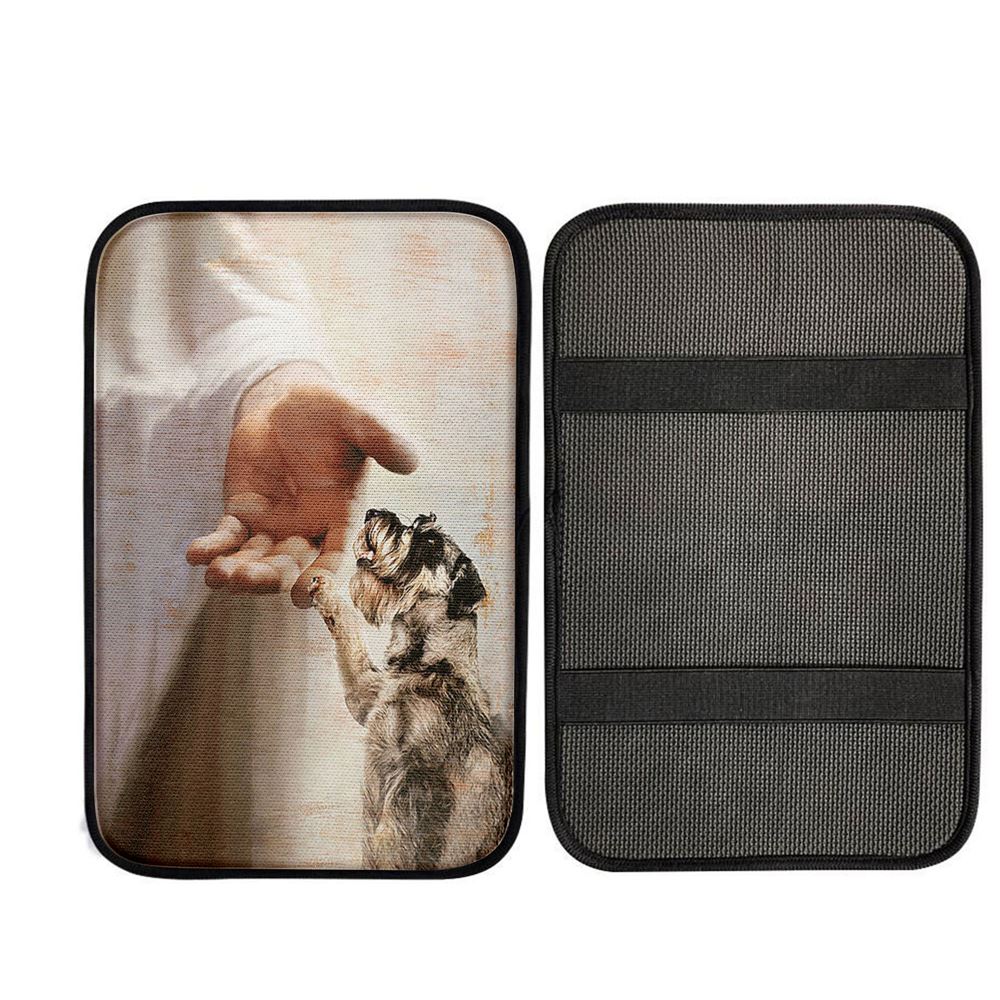 Schnauzer Dog Jesus Take My Hand Car Armrest Pad - Gift For Dog Lover, Christian Gift Car Armrest Pad