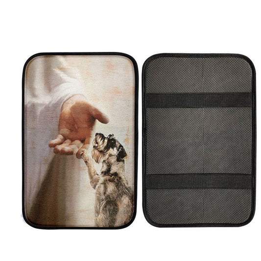 Schnauzer Dog Jesus Take My Hand Car Armrest Pad - Gift For Dog Lover, Christian Gift Car Armrest Pad