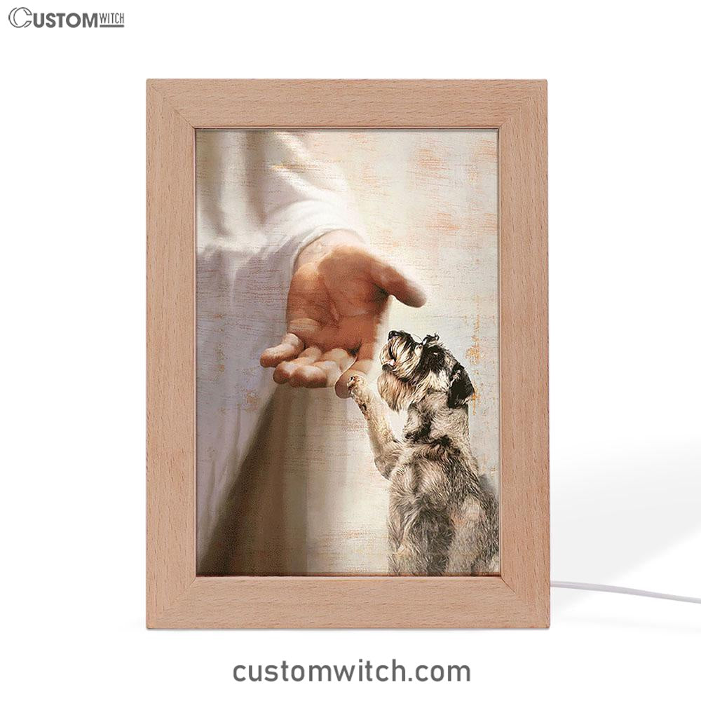 Schnauzer Dog Jesus Take My Hand Frame Lamp Decor - Christian Art - Gift For Dog Lover