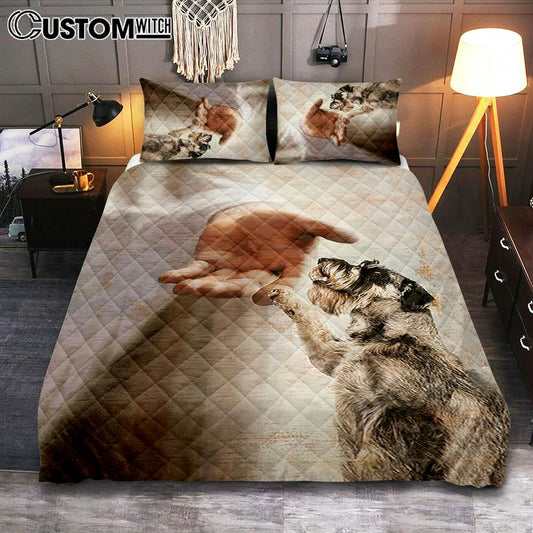 Schnauzer Dog Jesus Take My Hand Quilt Bedding Set Cover Twin Bedding Decor - Christian Bedroom - Gift For Dog Lover
