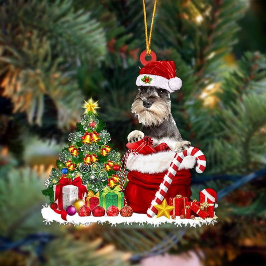 Schnauzer Gift Bag Merry Christmas Ornament, Christmas Gift, Christmas Tree Decorations, Christmas Ornament 2023