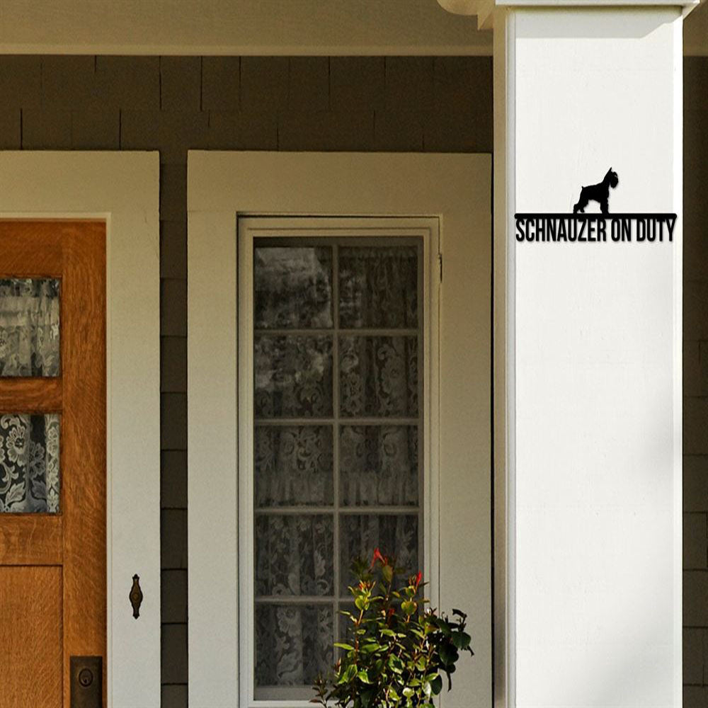Schnauzer On Duty Metal Sign, Anniversary Gift, Dog Wall Decor, Dog Wall Art, Home Decor Sign