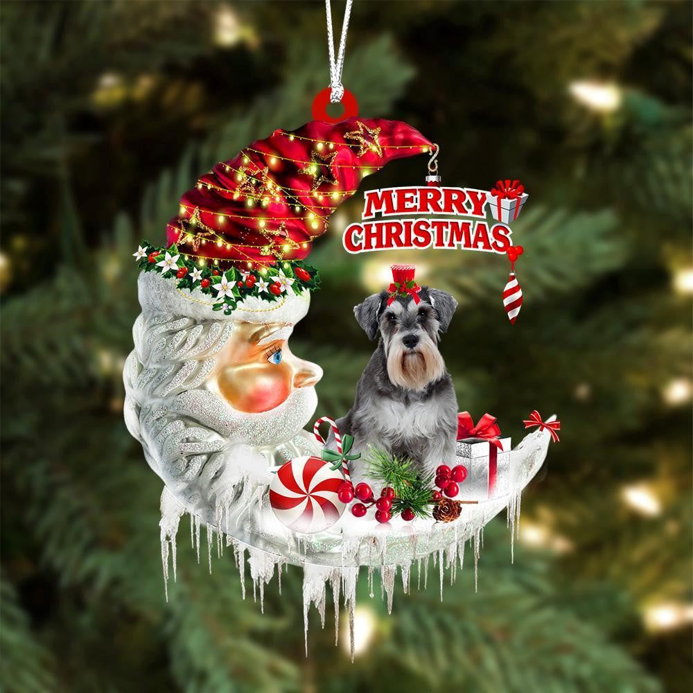 Schnauzer On The Moon Merry Christmas Hanging Ornaments, Christmas Gift, Christmas Tree Decorations, Christmas Ornament 2023