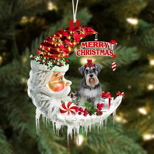 Schnauzer On The Moon Merry Christmas Hanging Ornaments, Christmas Gift, Christmas Tree Decorations, Christmas Ornament 2023