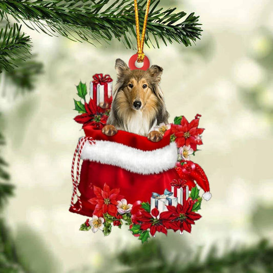 Scotch Collie In Gift Bag Christmas Ornament, Christmas Gift, Christmas Tree Decorations, Christmas Ornament 2023