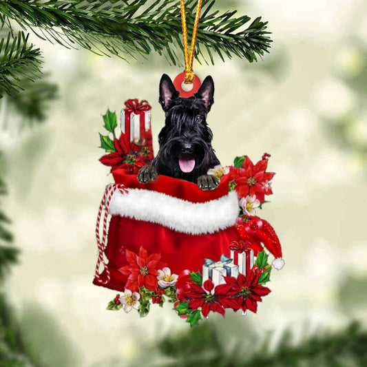 Scottish Terrier In Gift Bag Christmas Ornament, Christmas Gift, Christmas Tree Decorations, Christmas Ornament 2023